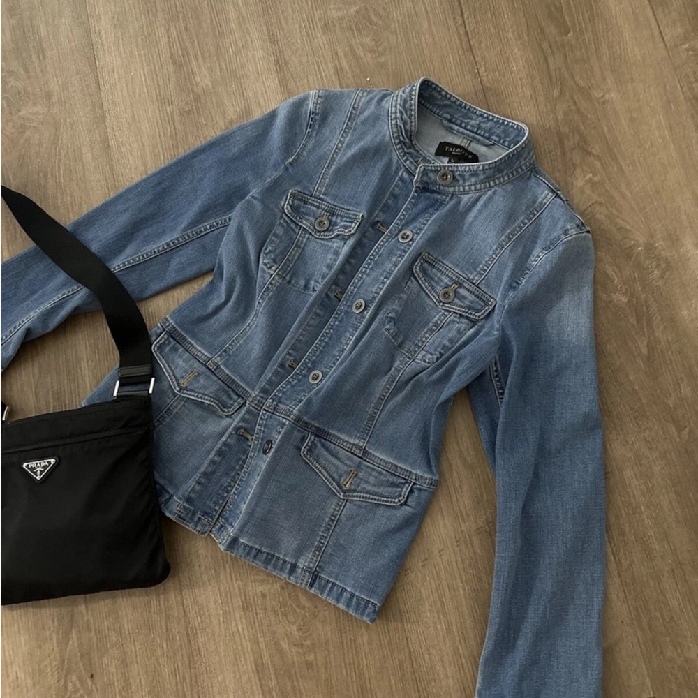 Talbots Light Blue Denim Jacket with Stand Collar